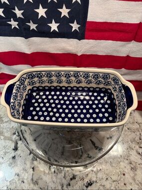 Hand-Painted Blue & White Ceramic Baking Dish
